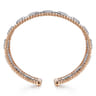 14K White and Rose Gold Baguettes Shape Bujukan Bangle with 3 Rolls - 1 ct