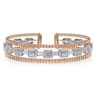 14K White and Rose Gold Baguettes Shape Bujukan Bangle with 3 Rolls - 1 ct