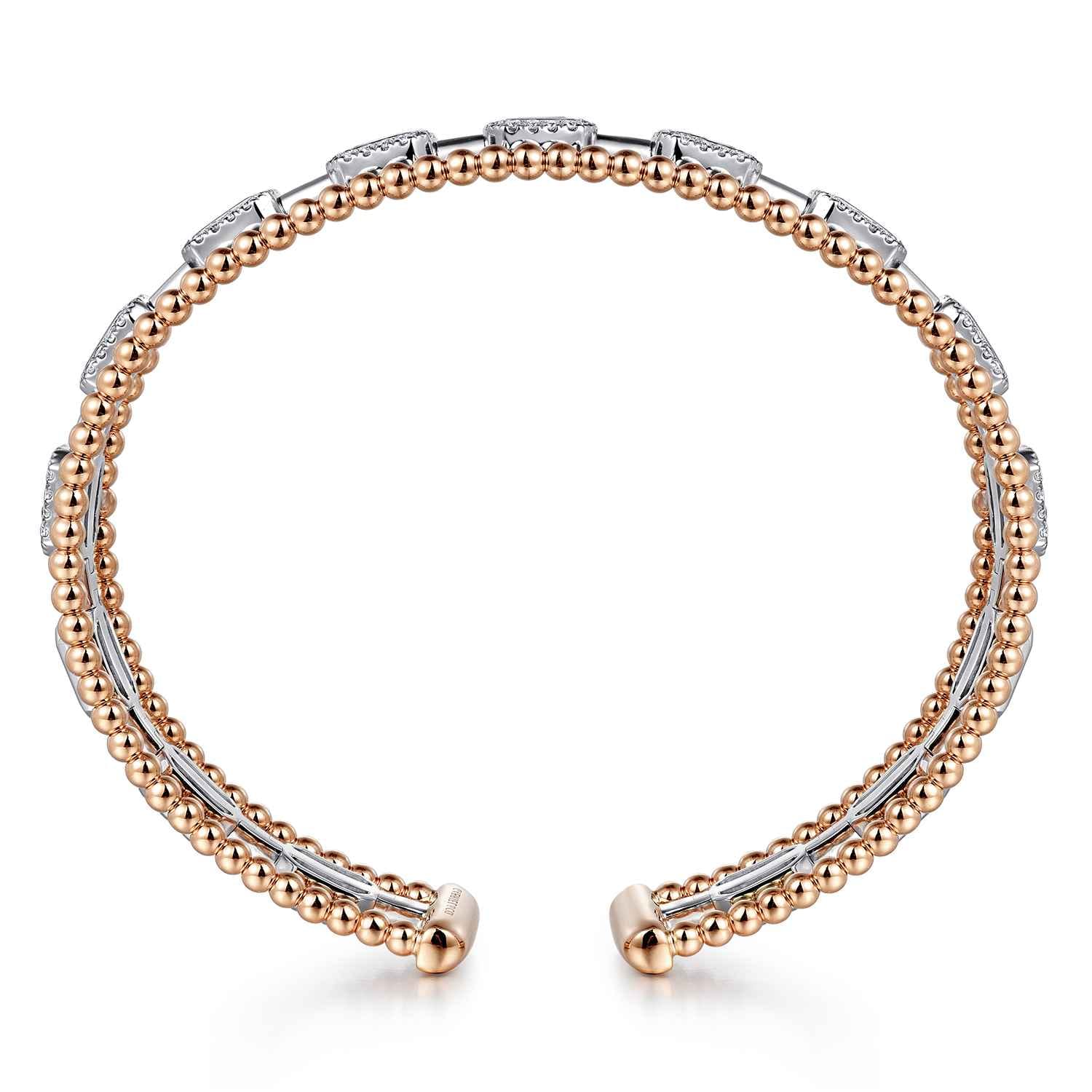 14K White and Rose Gold Baguettes Shape Bujukan Bangle with 3 Rolls - 1 ct - Shot 3