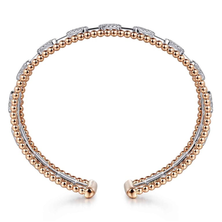 14K White and Rose Gold Baguettes Shape Bujukan Bangle with 3 Rolls - 1 ct - Shot 3