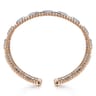 14K White and Rose Gold Baguettes Shape Bujukan Bangle with 3 Rolls - 1 ct