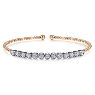 14K White and Rose Gold Diamond Bangle