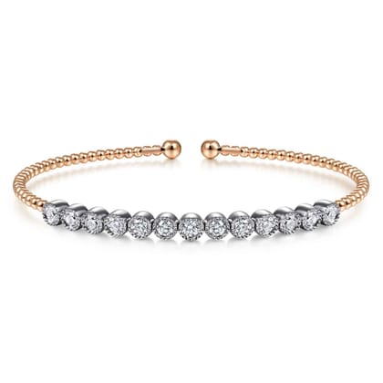 14K White and Rose Gold Diamond Bangle