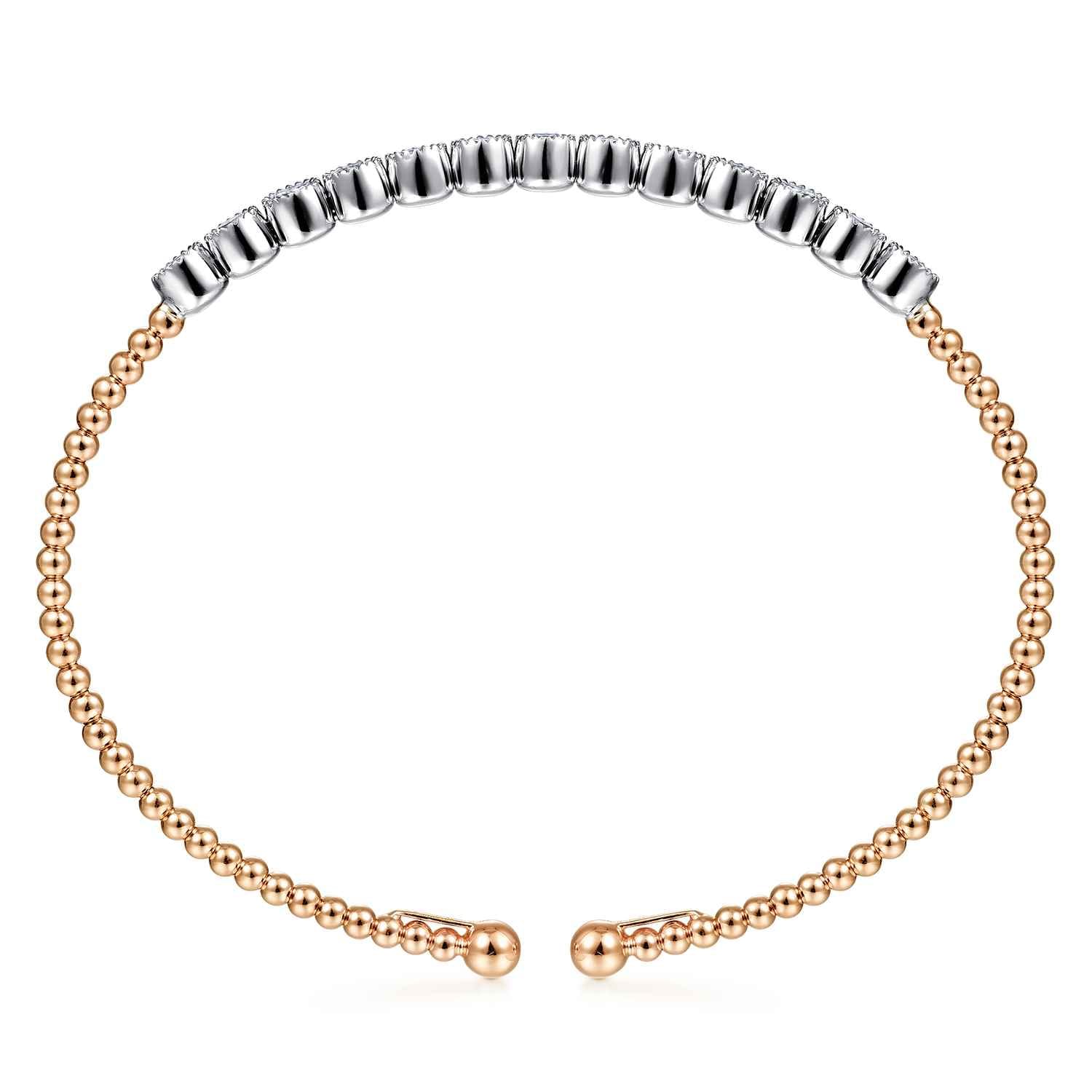 14K White and Rose Gold Diamond Bangle - 1 ct - Shot 3