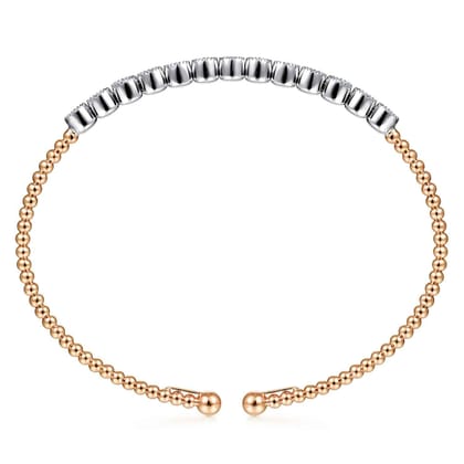 14K White and Rose Gold Diamond Bangle
