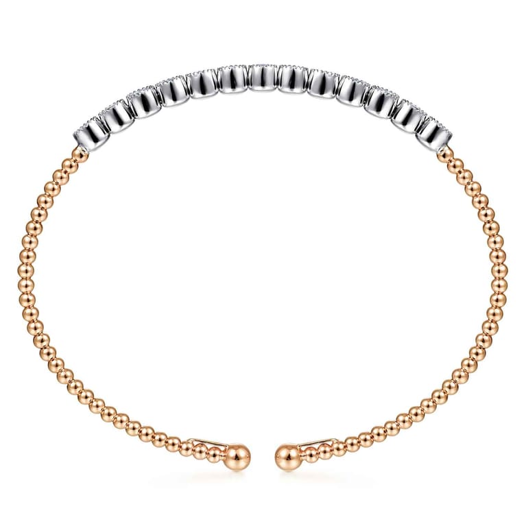 14K White and Rose Gold Diamond Bangle - 1 ct - Shot 3