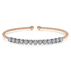 14K White and Rose Gold Diamond Bangle