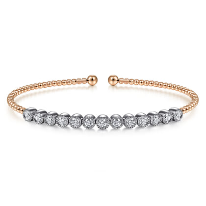 14K White and Rose Gold Diamond Bangle