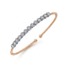 14K White and Rose Gold Diamond Bangle - 1 ct