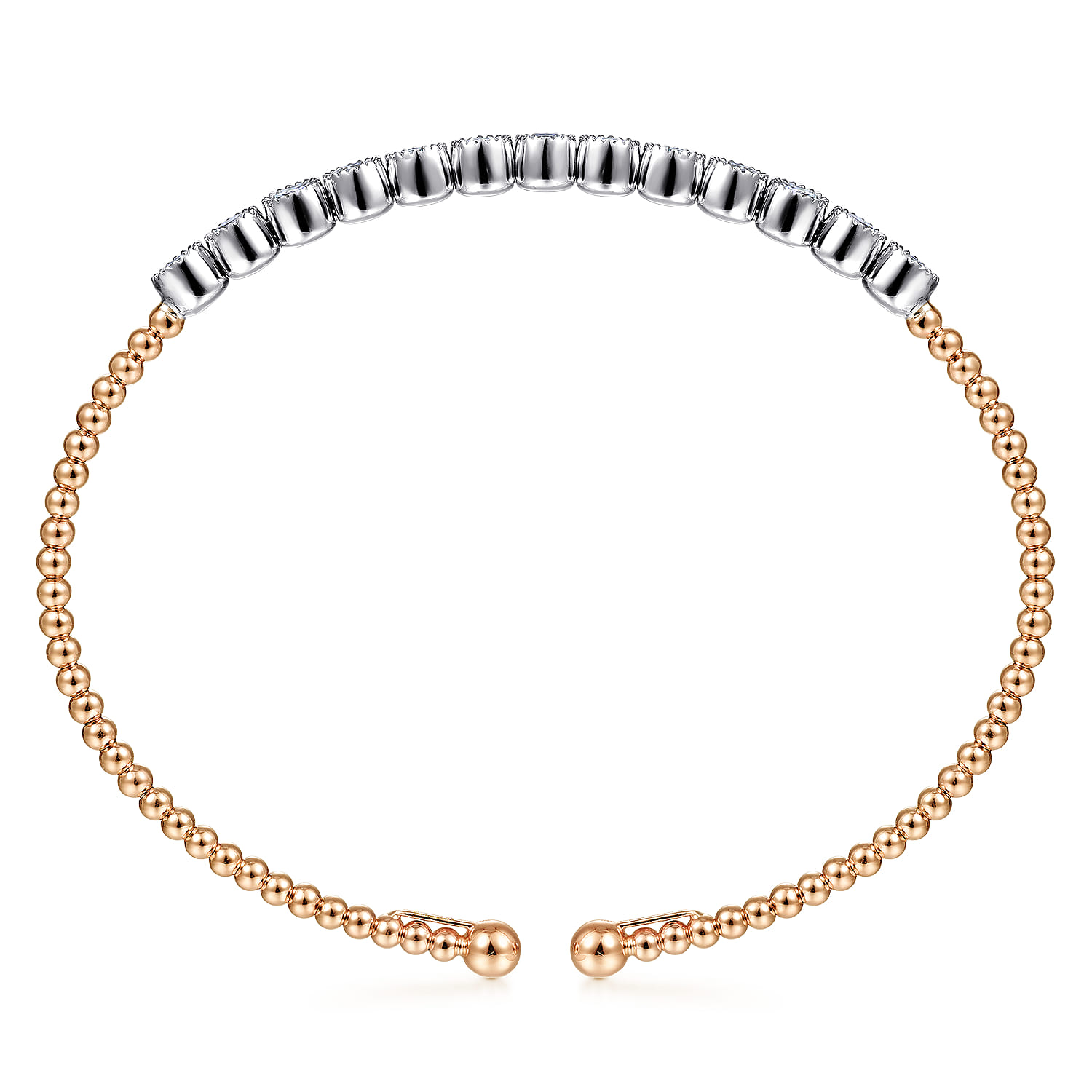 14K White and Rose Gold Diamond Bangle - 1 ct - Shot 3