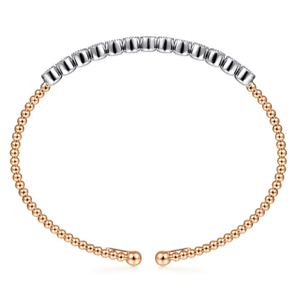 14K White and Rose Gold Diamond Bangle