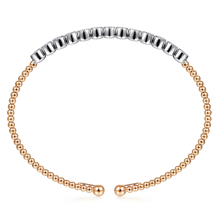 14K White and Rose Gold Diamond Bangle - 1 ct - Shot 3