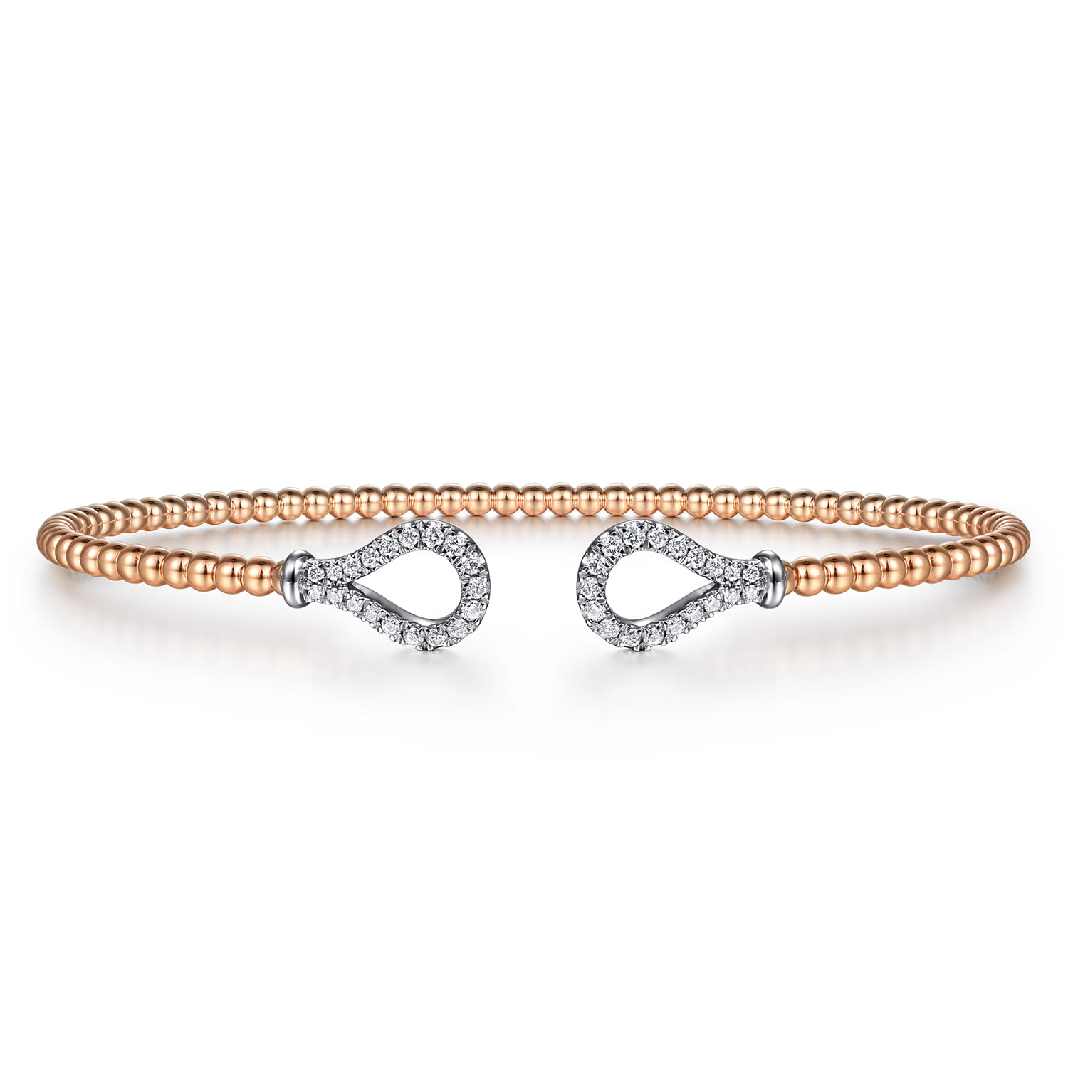 14K White and Rose Gold Diamond Bangle - Shot 1