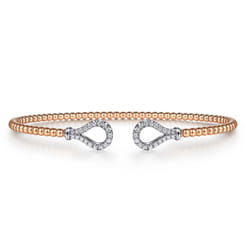 14K White and Rose Gold Diamond Bangle