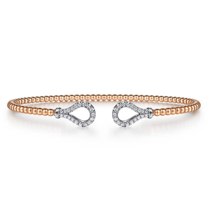 14K White and Rose Gold Diamond Bangle