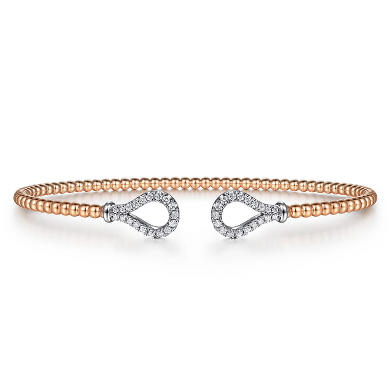14K White and Rose Gold Diamond Bangle - Shot 1