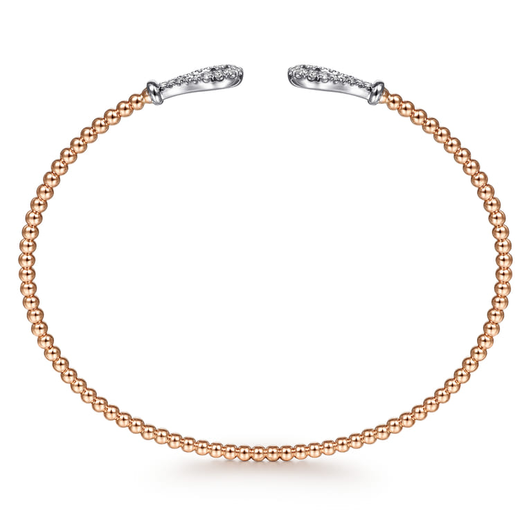 14K White and Rose Gold Diamond Bangle - Shot 3