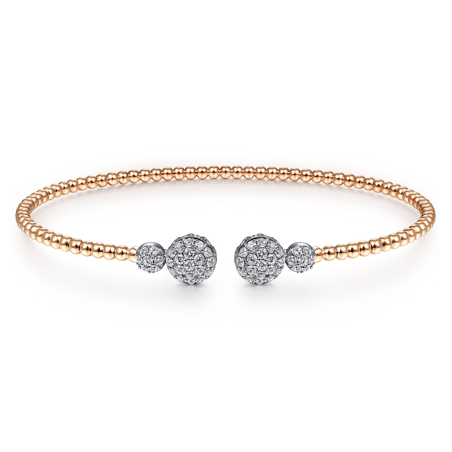 14K White and Rose Gold Diamond Bangle - Shot 1