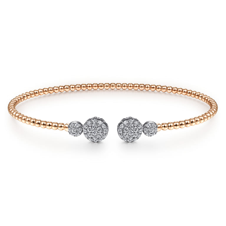 14K White and Rose Gold Diamond Bangle - Shot 1