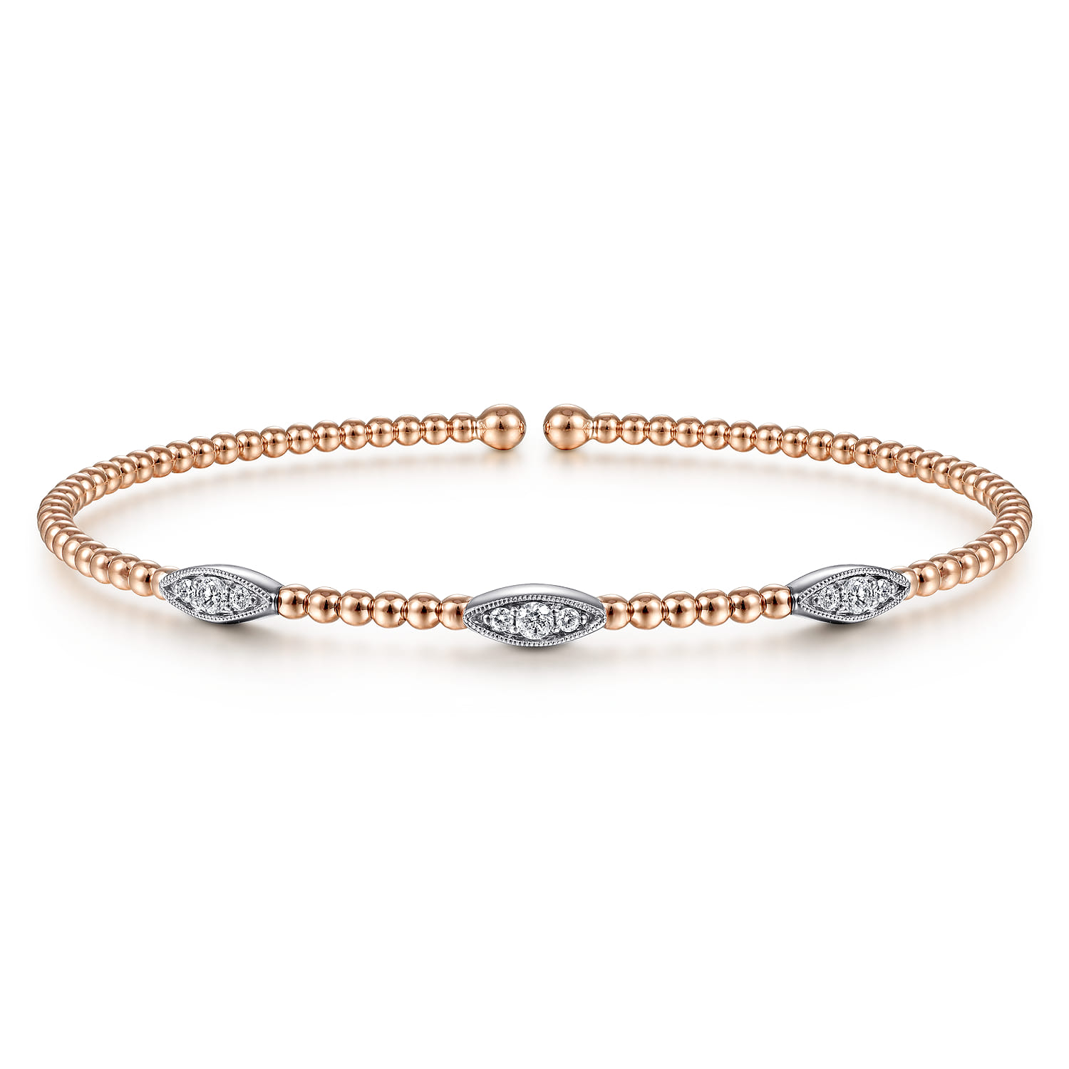 14K White and Rose Gold Diamond Bangle - 0.17 ct - Shot 1