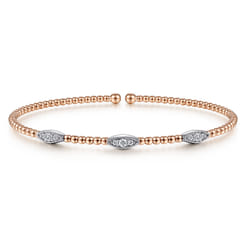 14K White and Rose Gold Diamond Bangle