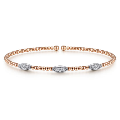 14K White and Rose Gold Diamond Bangle