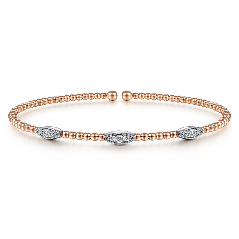 14K White and Rose Gold Diamond Bangle - 0.17 ct - Shot 1