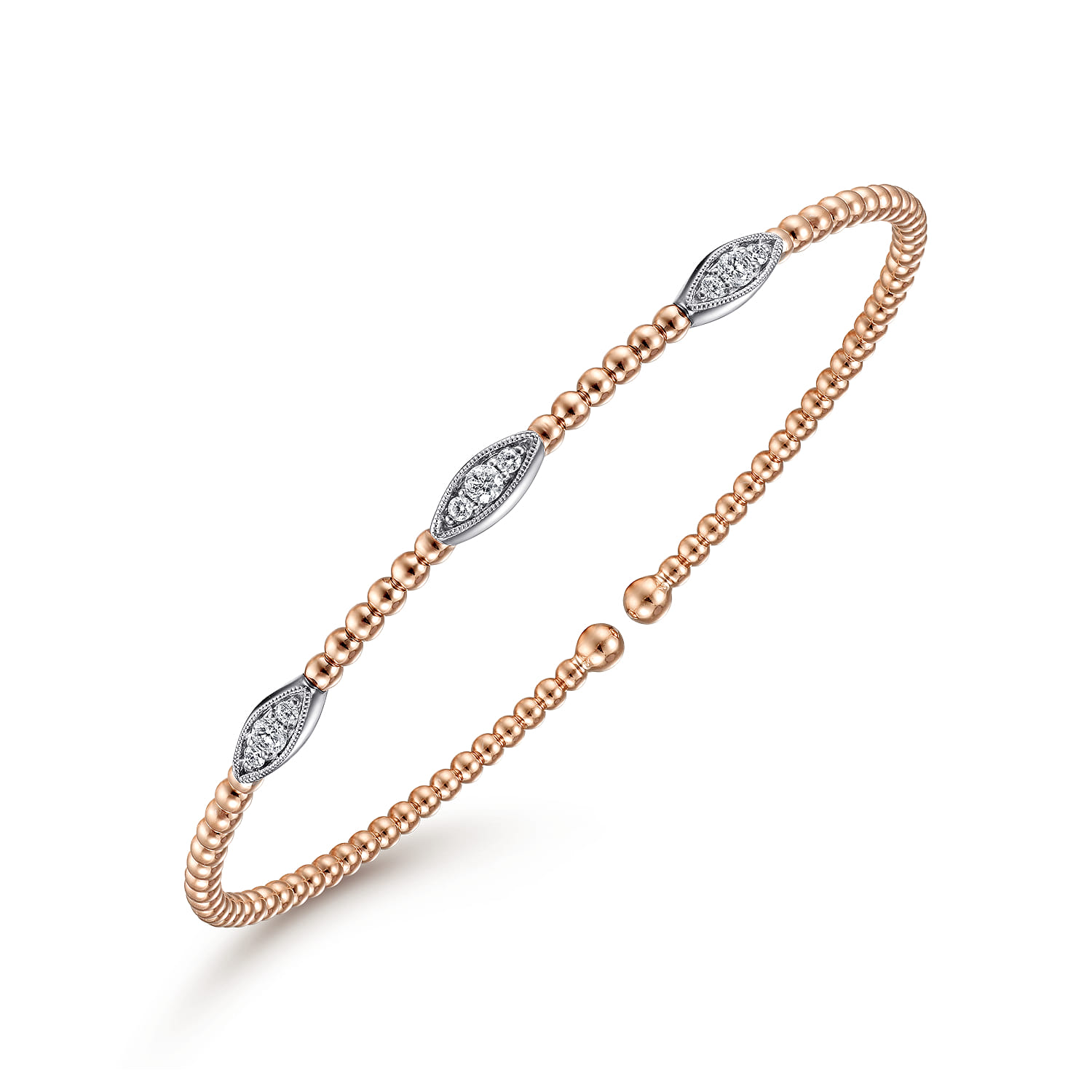 14K White and Rose Gold Diamond Bangle - 0.17 ct - Shot 2