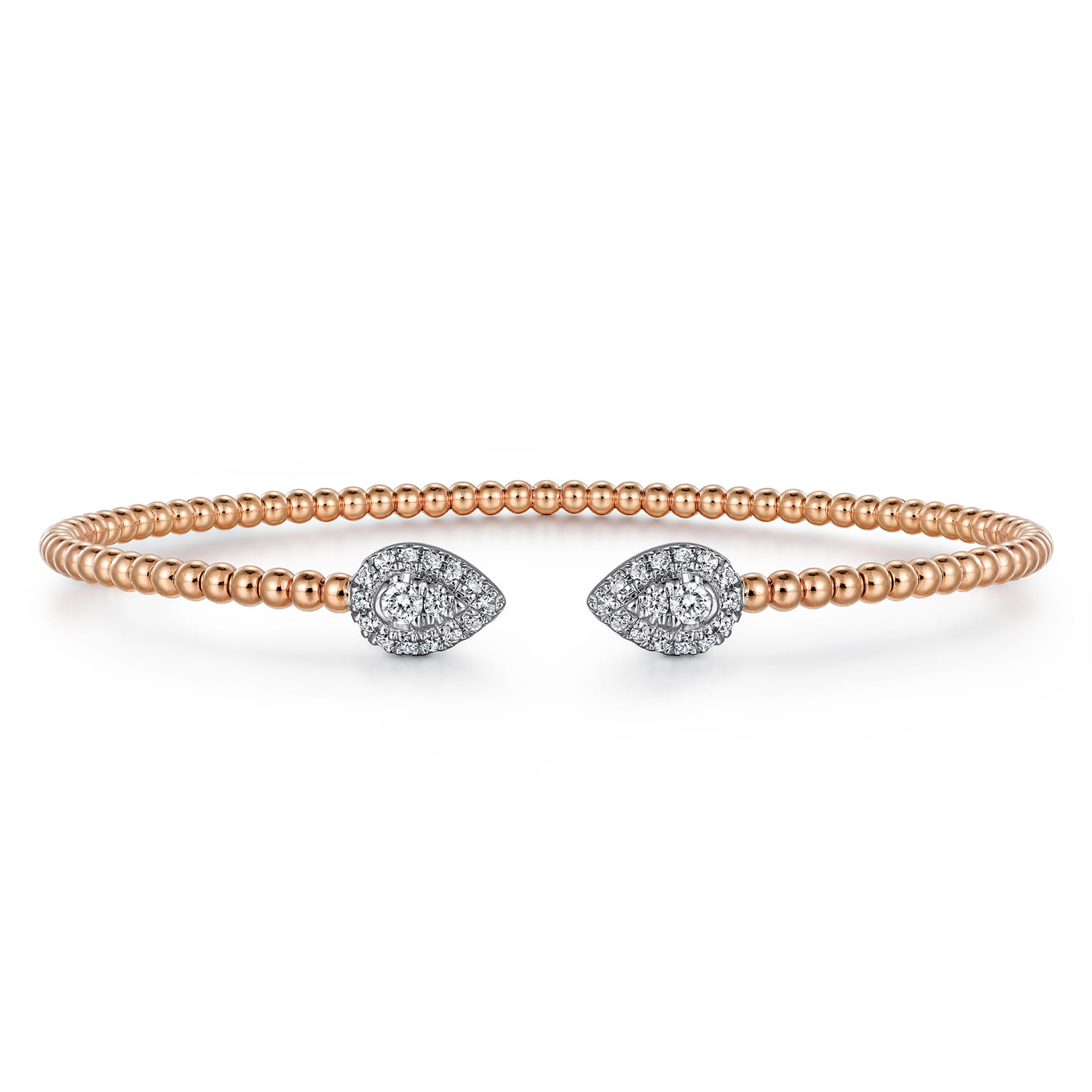 14K White and Rose Gold Diamond Pear Shape Bujukan Bangle - 0.32 ct - Shot 1