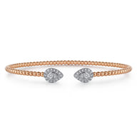 14K White and Rose Gold Diamond Pear Shape Bujukan Bangle