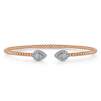 14K White and Rose Gold Diamond Pear Shape Bujukan Bangle
