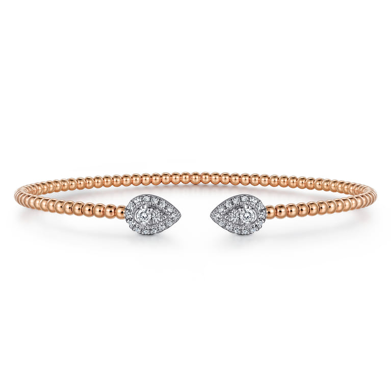 14K White and Rose Gold Diamond Pear Shape Bujukan Bangle - 0.32 ct - Shot 1