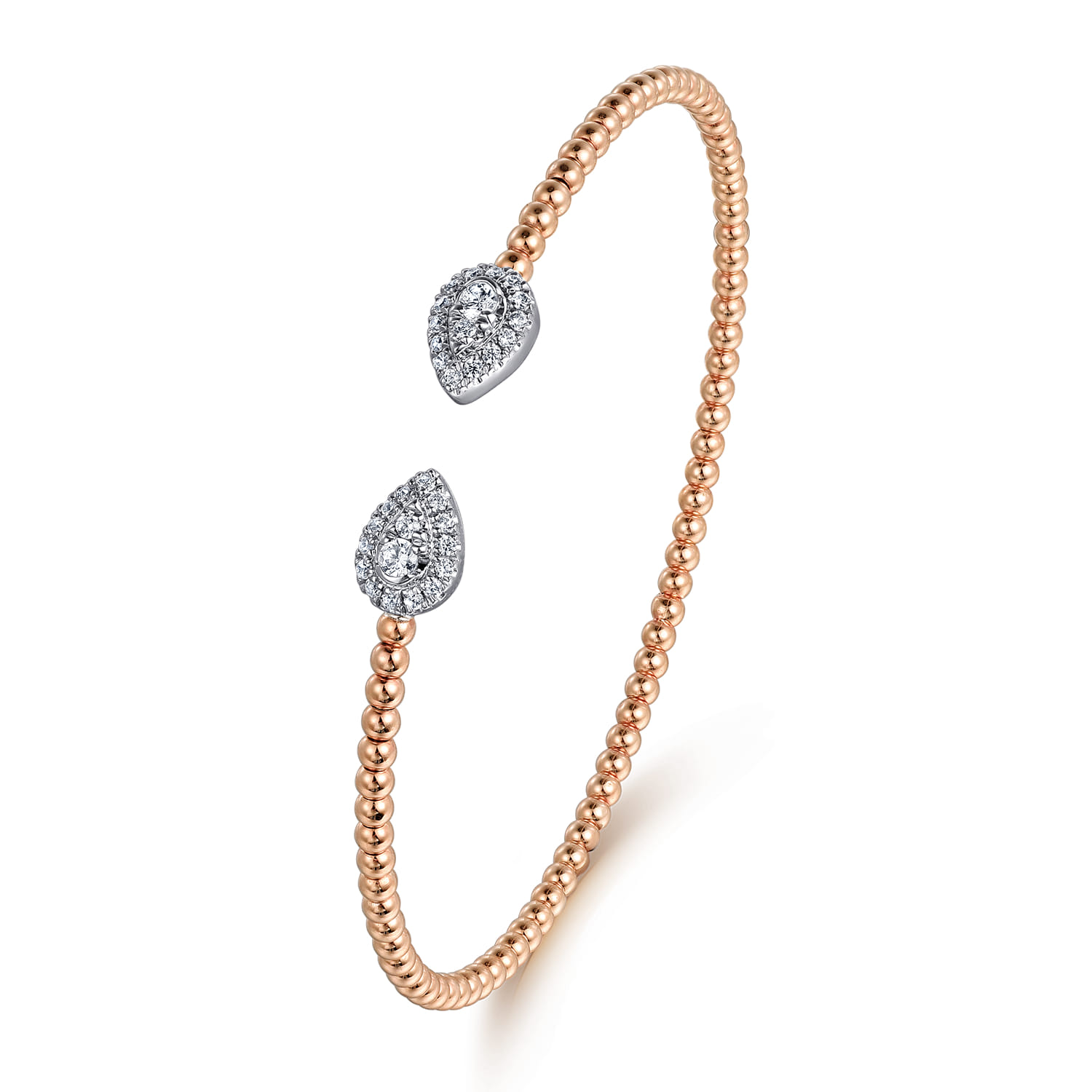 14K White and Rose Gold Diamond Pear Shape Bujukan Bangle - 0.32 ct - Shot 2