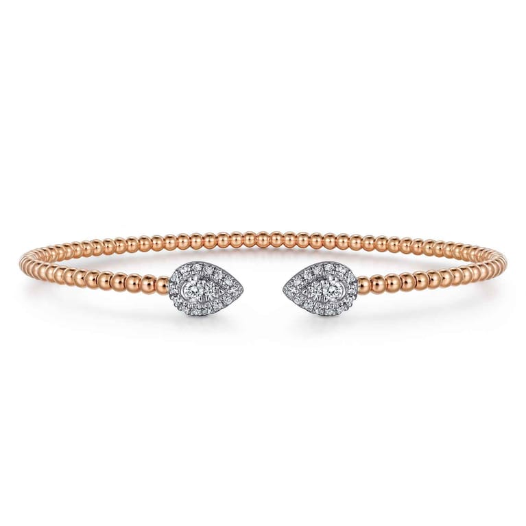 14K White and Rose Gold Diamond Pear Shape Bujukan Bangle - 0.32 ct - Shot 1