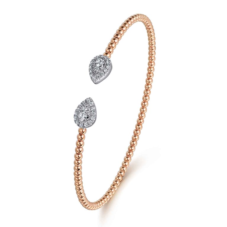 14K White and Rose Gold Diamond Pear Shape Bujukan Bangle - 0.32 ct - Shot 2