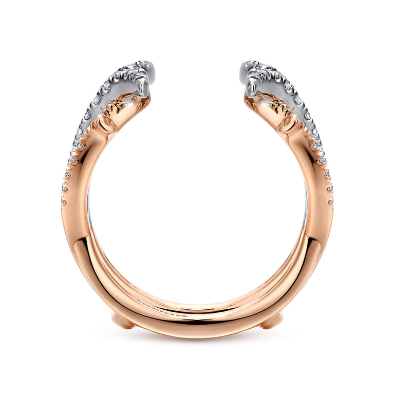 Enhancer Wedding Ring in 14k White/Rose Gold with Round Natural Diamond at Gabriel & Co. - Shot 2