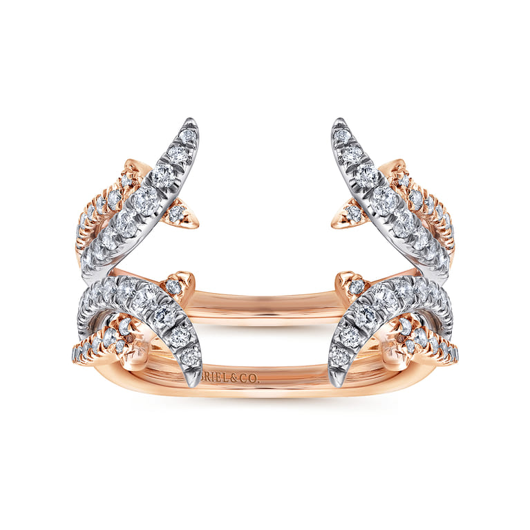 Enhancer Wedding Ring in 14k White/Rose Gold with Round Natural Diamond at Gabriel & Co. - Shot 4
