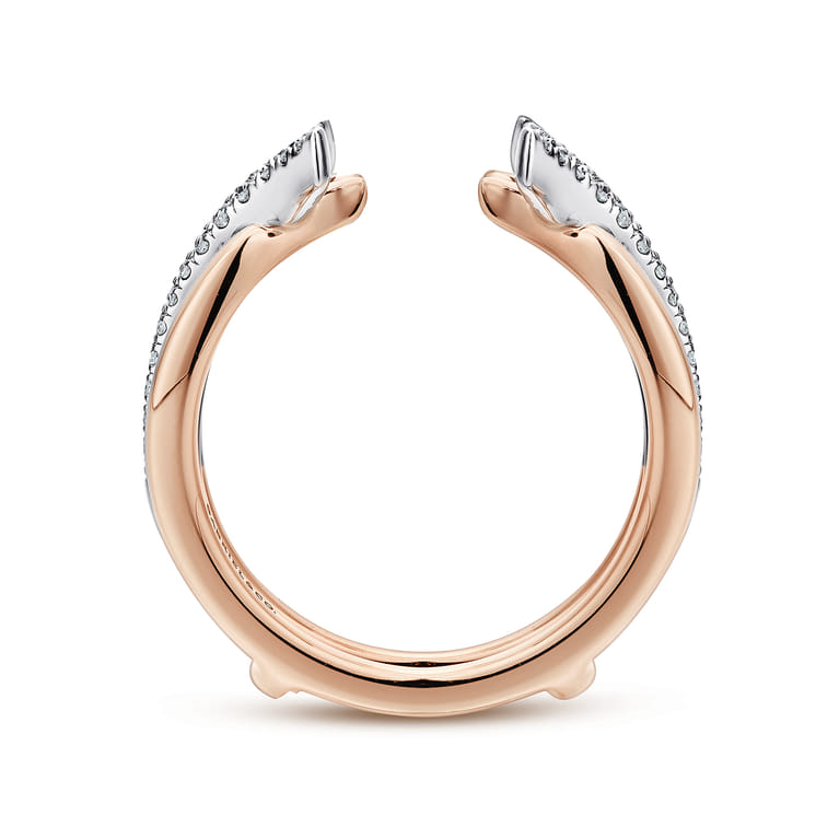 Enhancer Wedding Ring in 14k White/Rose Gold with Round Natural Diamond at Gabriel & Co. - Shot 2