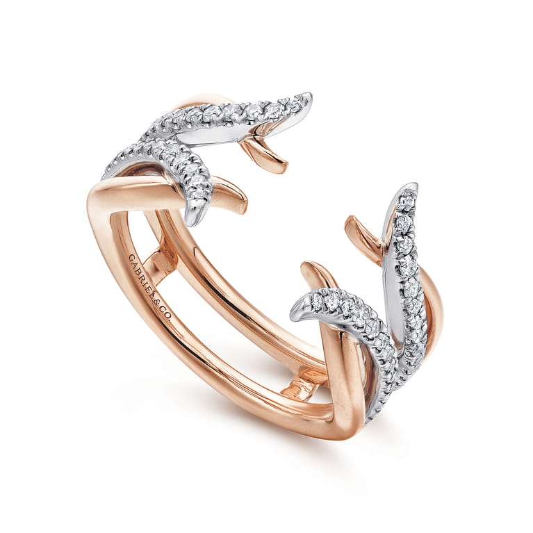 Enhancer Wedding Ring in 14k White/Rose Gold with Round Natural Diamond at Gabriel & Co. - Shot 3