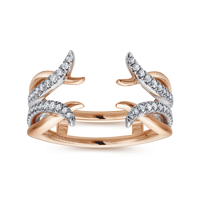 Enhancer Wedding Ring in 14k White/Rose Gold with Round Natural Diamond at Gabriel & Co. - Shot 4
