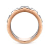 14K White and Rose Gold Faceted Ring with Diamond Baguettes in High Polished Finish - 0.5 ct