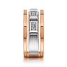 14K White and Rose Gold Faceted Ring with Diamond Baguettes in High Polished Finish - 0.5 ct