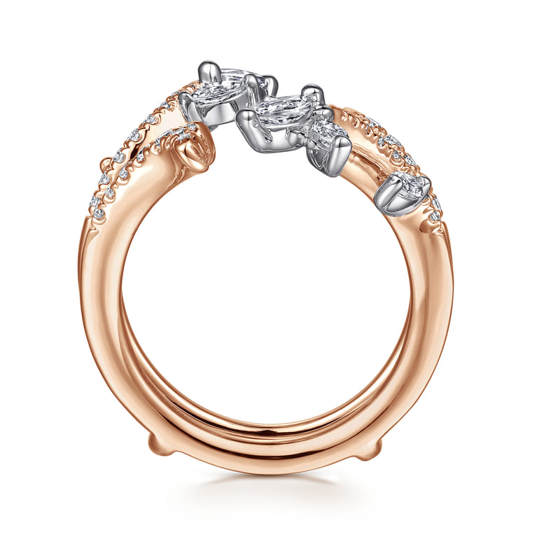 Enhancer Wedding Ring in 14k White/Rose Gold with Marquise Natural Diamond at Gabriel & Co. - Shot 2