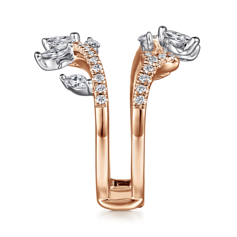 Enhancer Wedding Ring in 14k White/Rose Gold with Marquise Natural Diamond at Gabriel & Co. - Shot 4