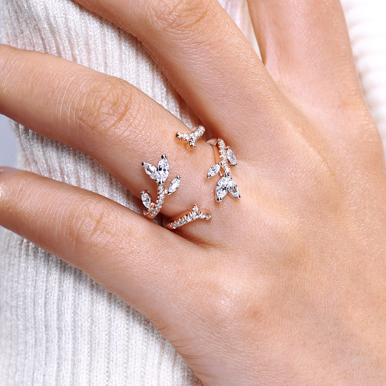 Enhancer Wedding Ring in 14k White/Rose Gold with Marquise Natural Diamond at Gabriel & Co. - Shot 5