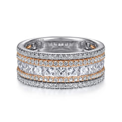 14K White and Rose Gold Wide Diamond Anniversary Ring