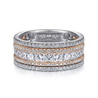 14K White and Rose Gold Wide Diamond Anniversary Ring