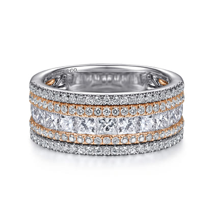 14K White and Rose Gold Wide Diamond Anniversary Ring