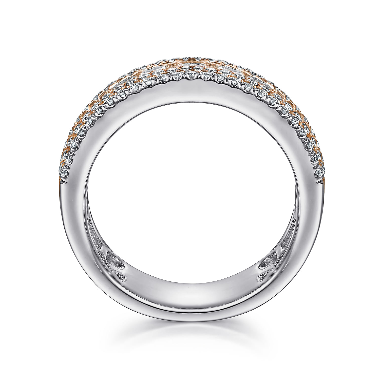 Fancy Wedding Ring in 14k White/Rose Gold with Princess Cut Natural Diamond at Gabriel & Co. - Shot 2