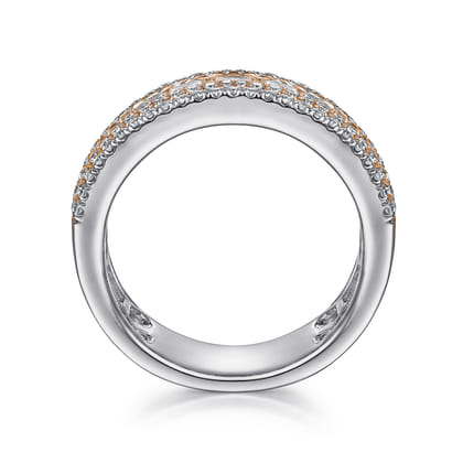 14K White and Rose Gold Wide Diamond Anniversary Ring